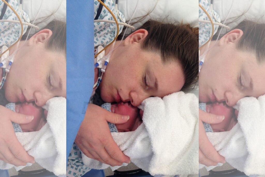 woman with baby after c-section