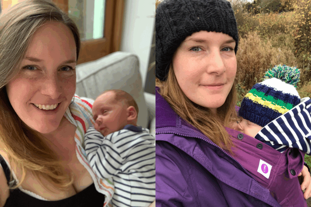 woman and baby two photos